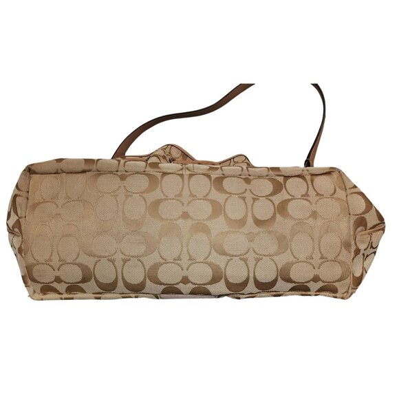 Coach Signature Beige & Pink Canvas & Leather Drawstring Bucket Bag Adjust Strap - Picture 4 of 8